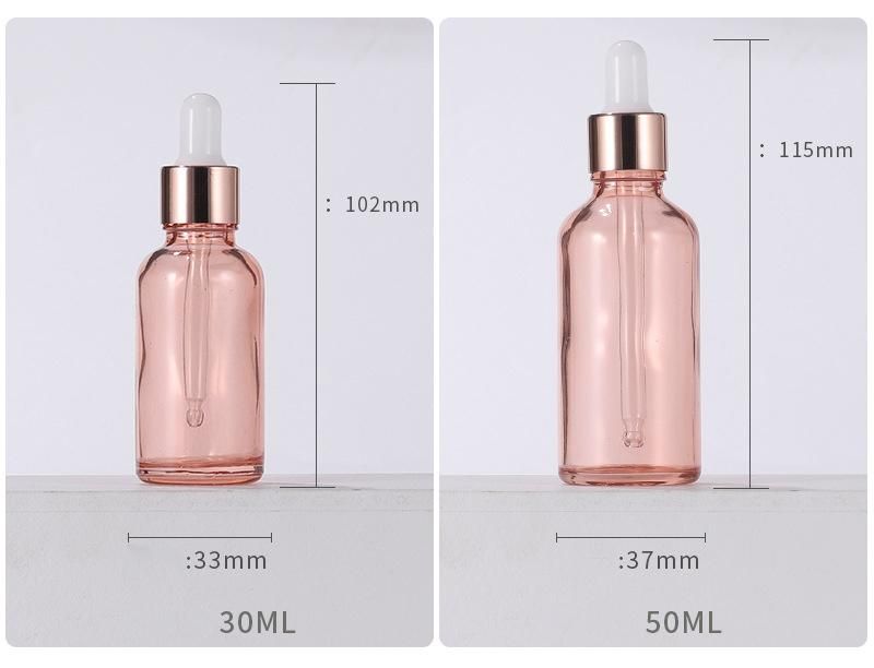 Wholesale 5ml-100ml Rose Gold Dropper Bottle Glass Essential Oil Bottle with Dropper