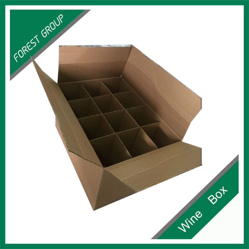 12 Bottles Corrugated Strong Material Beer Paper Box with Dividers to Protect