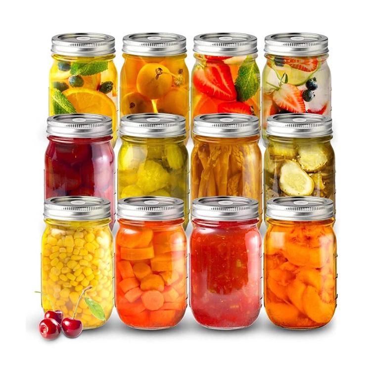 Empty Food storage Round Mason Jars 16 Oz Wide Mouth Glass