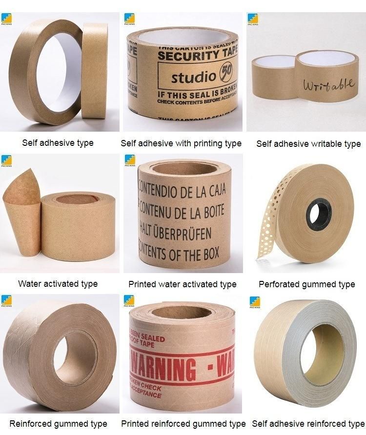 Custom Printed Kraft Self Adhesive Kraft Gummed Paper Tape