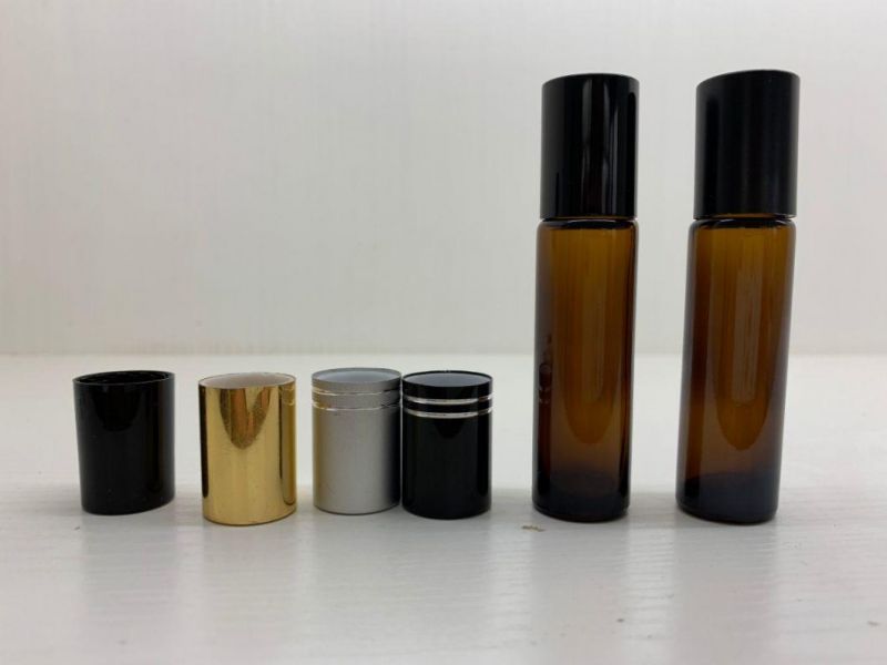 10ml Empty Amber Glass Essential Oil Roll on Bottle Vials with Stainless Steel Metal Roller Ball for Perfume Aromatherapy