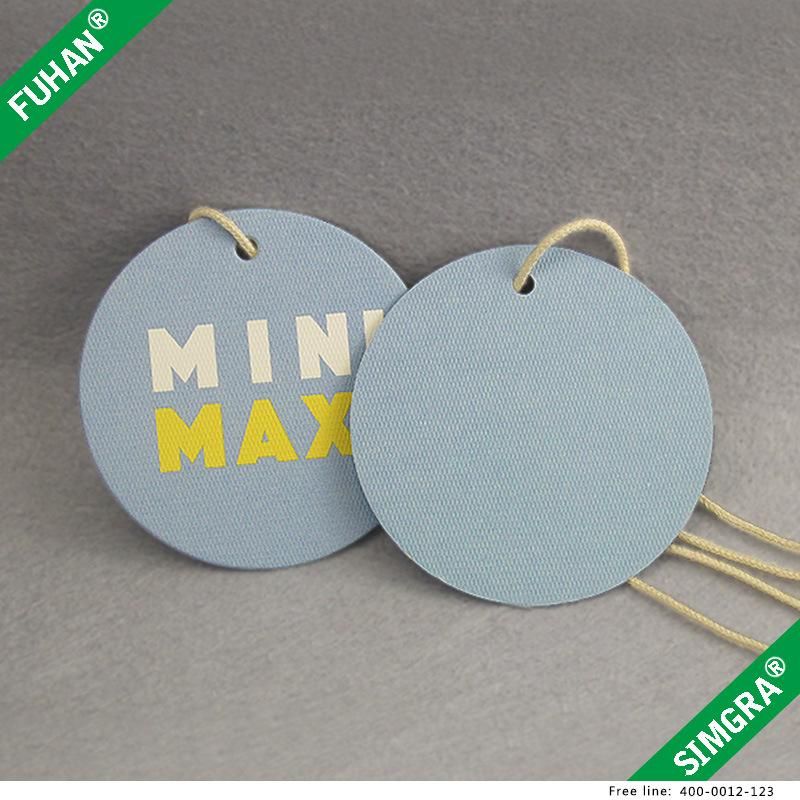 Customized Circle Printed Texture Paper Swing Tag Hangtag for Bag