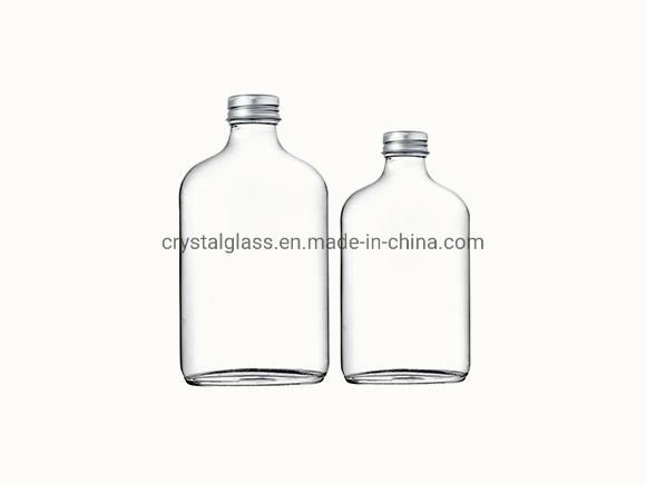 Flat Round Glass Cold Press Coffee Beverage Bottle with Plastic Lid