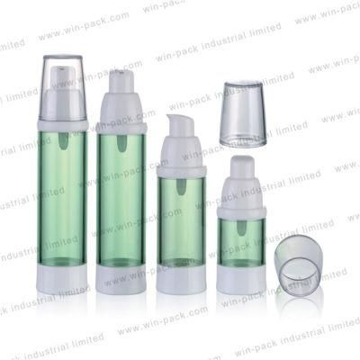 Luxury Transparent Green Color San Airless Lotion Bottle with White or Gold Bottom