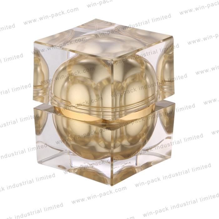 Winpack High Quality Luxury Shiny Gold Acrylic Cream Jar 15g 30g 50g for Skin Care