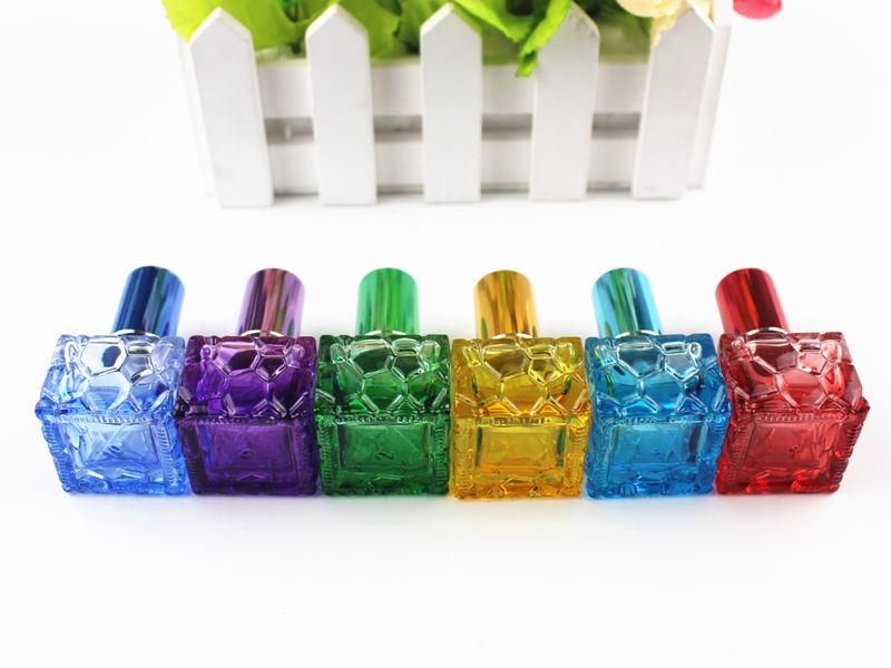 Colorful Square Glass Perfume Bottle 10ml Small Sample Portable Parfume Refillable Scent Sprayer Cosmetic Spray Bottle