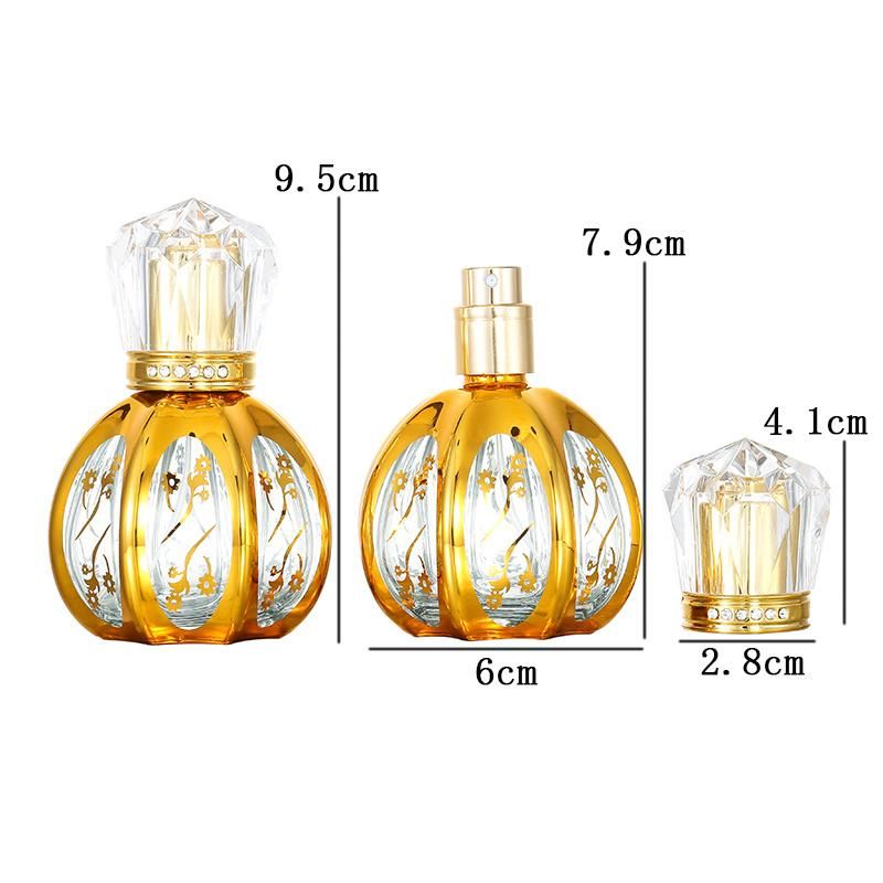 Pumpkin Shape Golden Plating Spray Bottle 50ml Luxury Glass Perfume Bottle