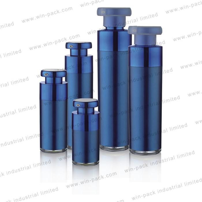 Dark-Blue Lotion and Plastic Airless Bottle Containers for Cosmetic Packaging