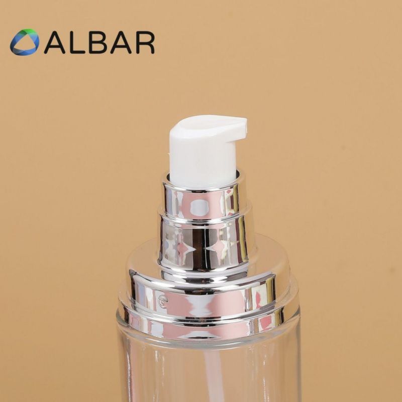 Thick Bottom Clear Crystal Packing Glass Bottles with Silver Caps Press Pumps