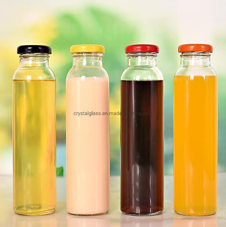 Round Glass Bottle for Fresh Beverage/Fruit Juice/ Milk 330ml 500ml with Twist off Lid