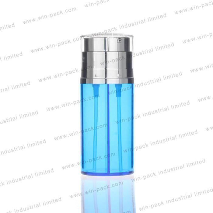 Transparent Blue Plastic Cosmetic Packaging Custom Color Lotion Bottle 35ml Skin Care Lotion Pump Bottle Liquid Foundation Dual Chamber Airless Bottle