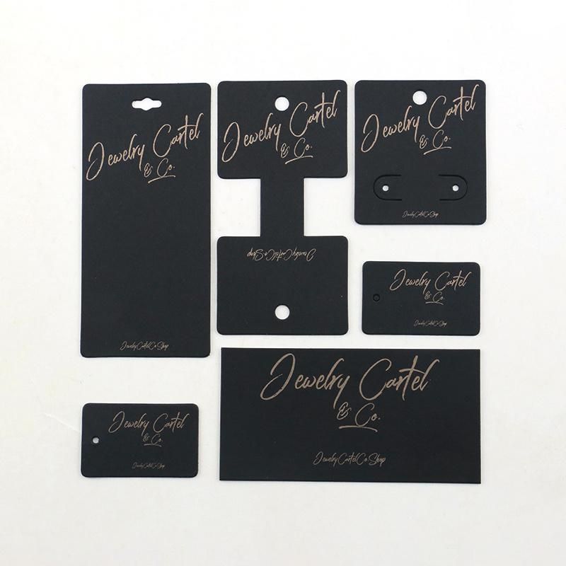 Black Card Paper Jewelry Display Card with Print Gold Foiling Logo