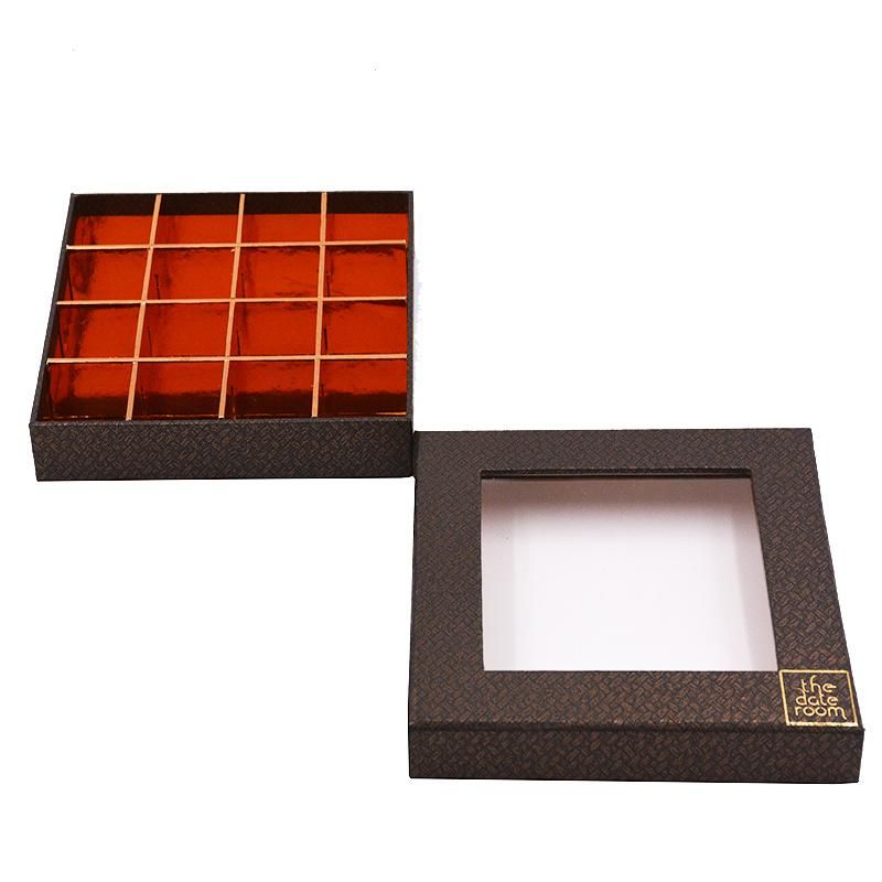 Printed Recycled Rectangular Hard Cardboard Chocolate Box with Clear PVC Window