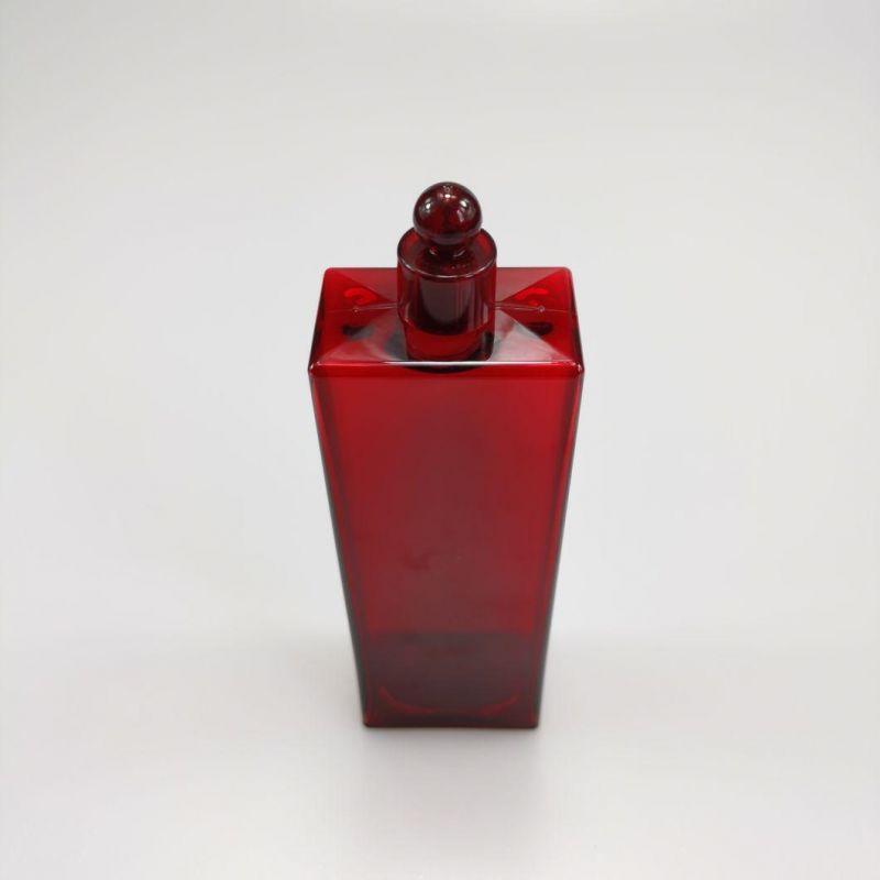 150ml Square Red PETG Cosmetic Water Bottle Toner Bottle Essence Bottle Serum Bottle Moisturizer Bottle with Screw Cap