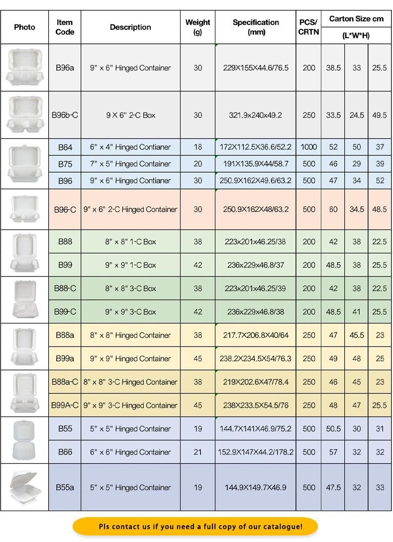 8′′x8′′ Food Containers with 3 Compartments