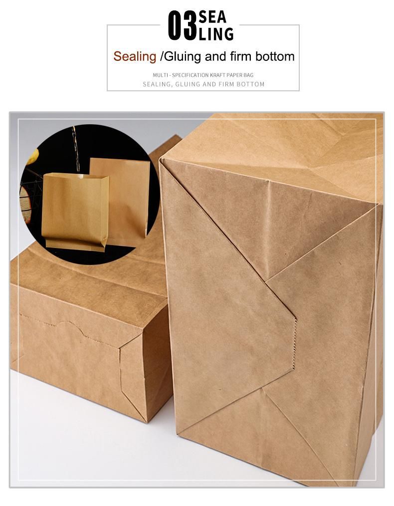 Catering Kraft Paper Square Carton for Food Pinch Bottom Bag