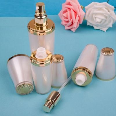 Popular Unique 30ml 50ml 80ml 120ml Square Cosmetic Acrylic White Golden Plastic Cream Lotion Bottles