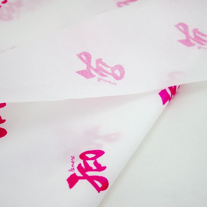 Clothing Pink Logo 17GSM White Custom Tissue Wrapping Paper