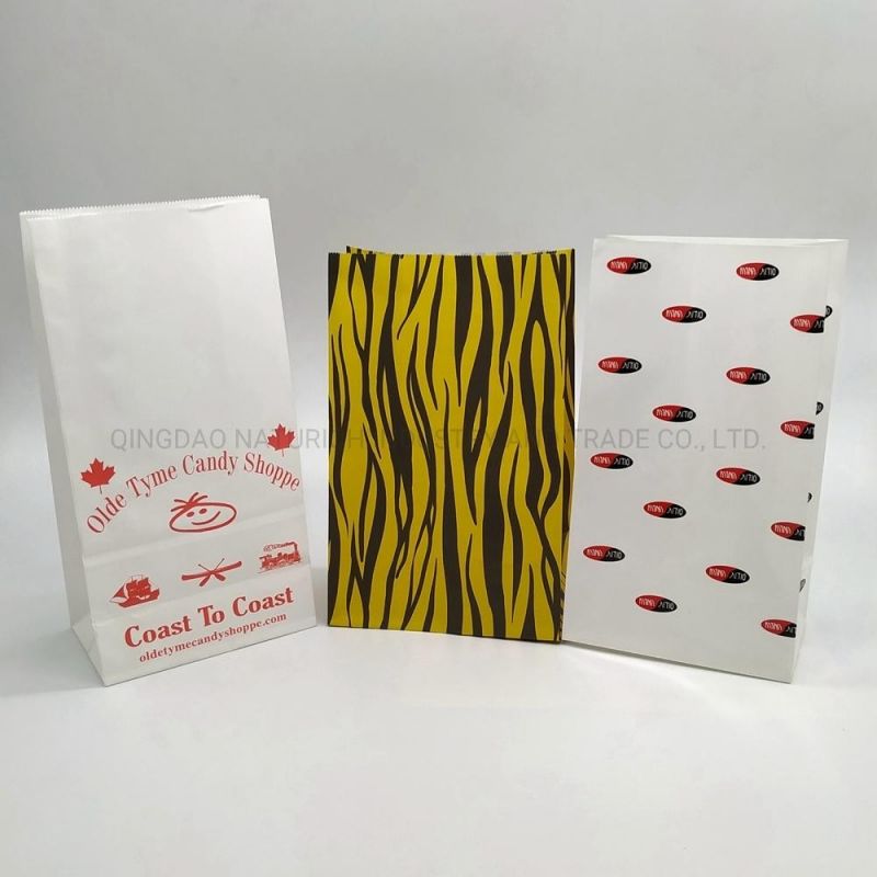 Custom Printed White Kraft Square Bottom Food Paper Bag