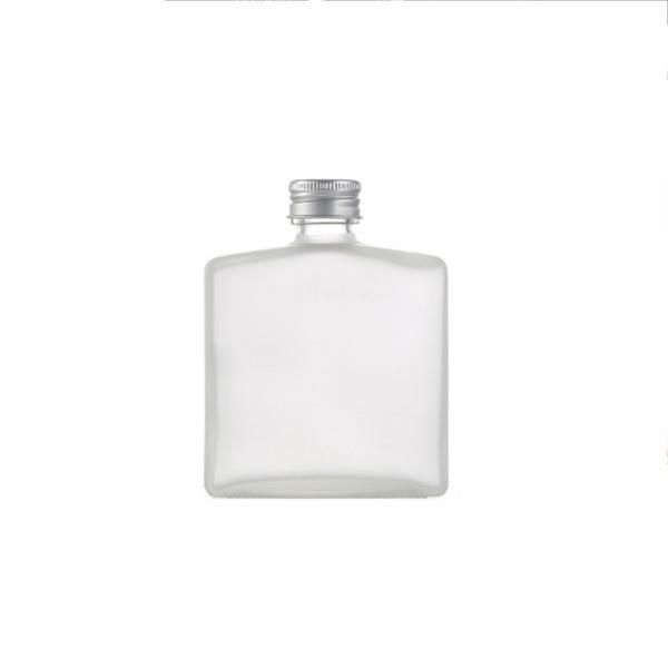 200 Ml Transparent Flat Juice Beverage Milk Tea Glass Bottle with Screw Cap