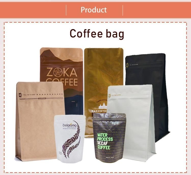 Wholesale Food Grade Customized Aluminum Foil Coffee Bag Flat Bottom Pouch with Zipper