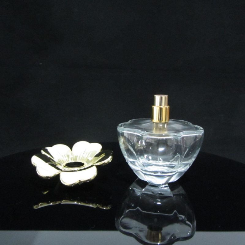 Empty Clear Perfume Oil Bottle 50ml with Flower Cap