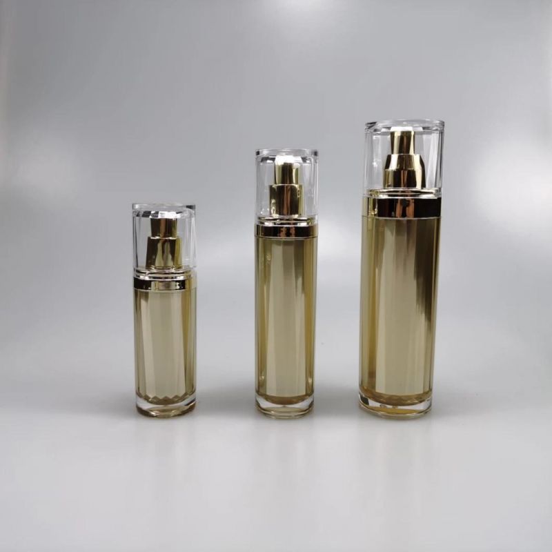 30ml 50ml 100ml Oval Gold Acrylic Emulsion Bottle Foundation Bottle with Diamond Cap