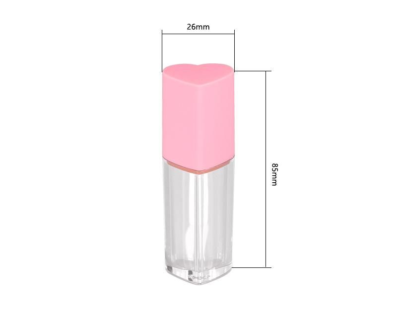 Cute Heart Shape Pink Empty Lipgloss Liptint Bottle Packaging Containers Wand Tube Cosmetic Custom Lip Gloss Tube