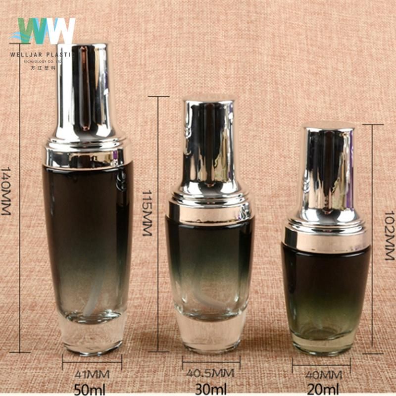 40ml Aluminum Cap Gradient Black Cosmetic Glass Emulsion Bottle