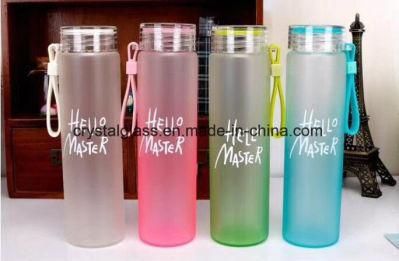 ODM 450ml 550ml Wide Mouth Glass Drinks Water Bottle with Logo Printing