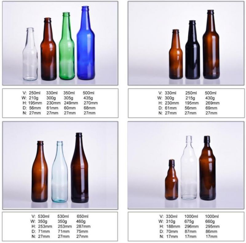 Amber Glass Bottle with Crown Cap for Beverage Beer Packaging