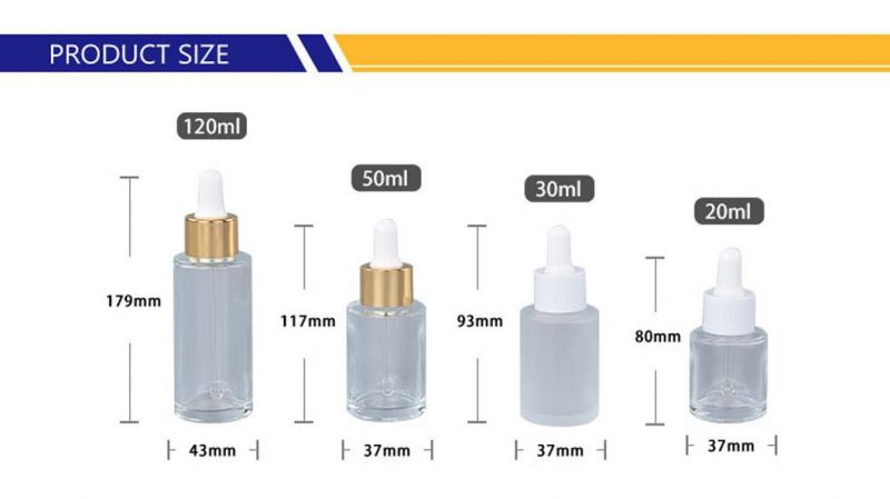 Wholesale Cosmetic Packaging Bottles Essential Oil Bottle Frosted Glass Serum Dropper Bottle 20ml 30ml 50ml 100ml