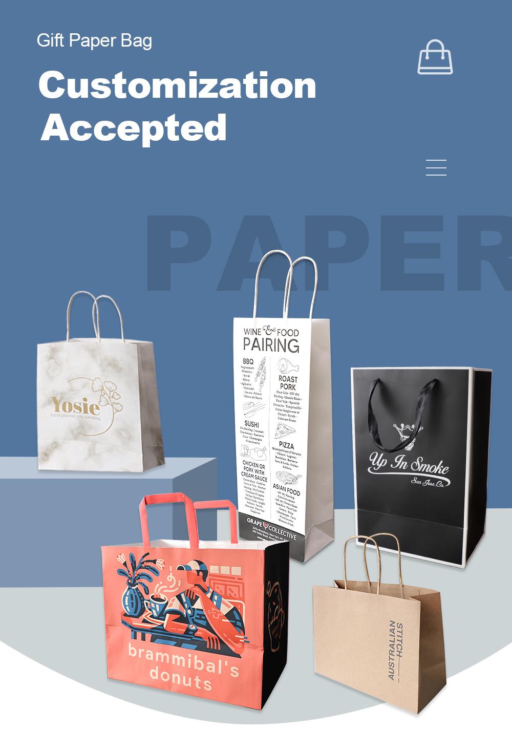 Wholesale Custom Printed Black Luxury Shopping Gift Paper Bag Tote Bag with Handle