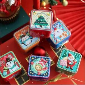 Metal Square Packaging Christmas Gift Tin Box with Embossed Clear Beautiful Design.