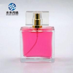 Stock Sari Sprayer Cap 50ml Square Glass Perfume Bottle Empty Glass Bottle Wholesale