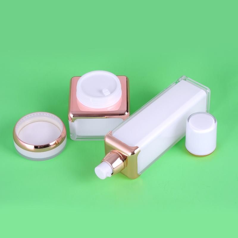 Hot-Selling 50g Pearl White Square Acrylic Waist Cosmetic Cream Jar for Cosmetic Packaging