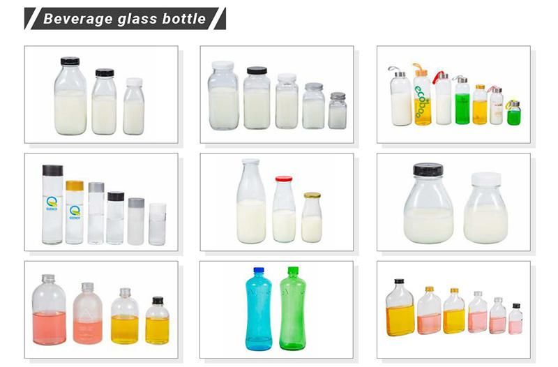 Glass Bottle Supplier 250ml 350ml 500ml Milk Tea Juicy Bottles Beverages Bottle with Aluminium Cap