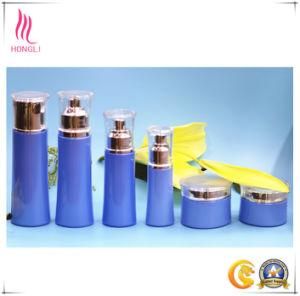 Round Blue 6 PCS with Plastic Lid Glass Container Pump