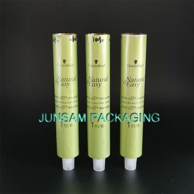 Glossy Printing OEM Aluminum Empty Tube Container Hair Coloring Packaging Open Outlet