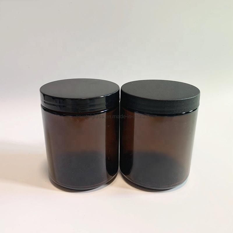 120ml Amber Color Glass Candle Jar with Metal Lid 4oz