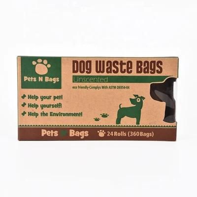 Custom Logo Printed Brown Kraft Paper Packing Packaging Box for Dog Waste Poop Bag with Small Window