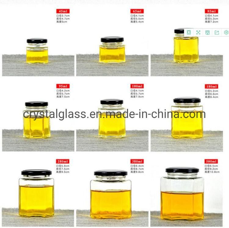 Glass Jar Supplier High Quality Flint Hexagonal Screw Top Empty Glass Jam Jar