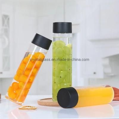 250-800ml Cylindrical Kombucha Glass Drinking Bottle with Various Color Lids