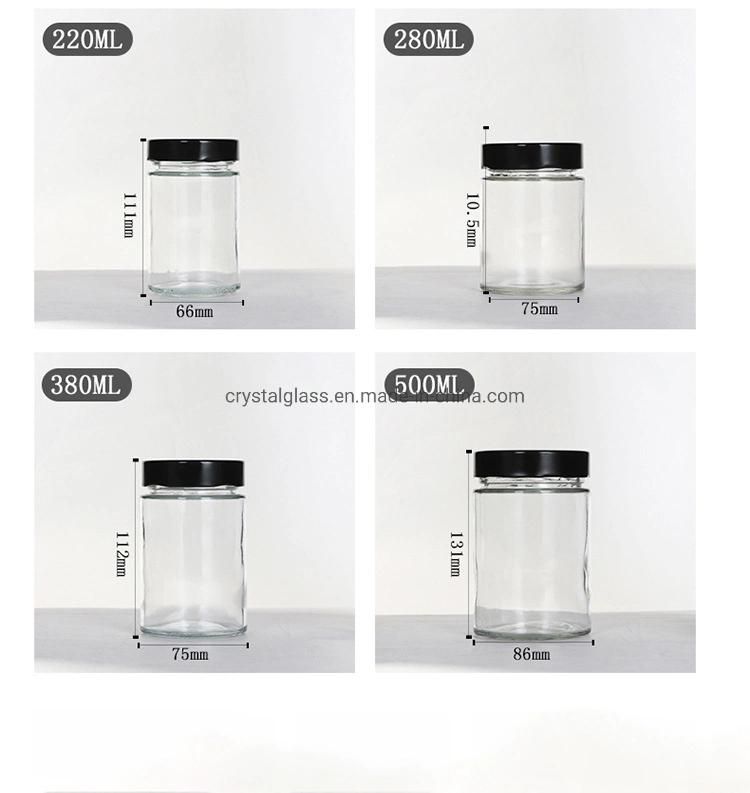 Glass Wide Muoth Jhoney Jar with Tin Customized Color Lid