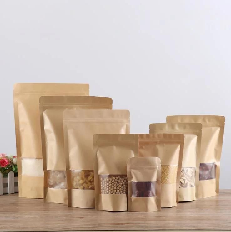 Thick Kraft Paper Self-Supporting Sealing Bag Nut Tea Food Packaging Bag Dried Fruit Sealed Bag