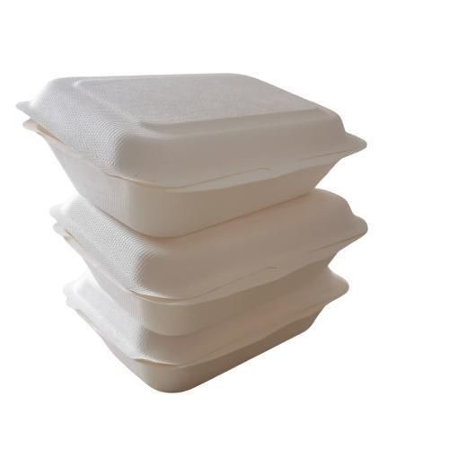 Biodegradable Sugarcane Bagasse Food Packaging 6 Inch X 4 Inch