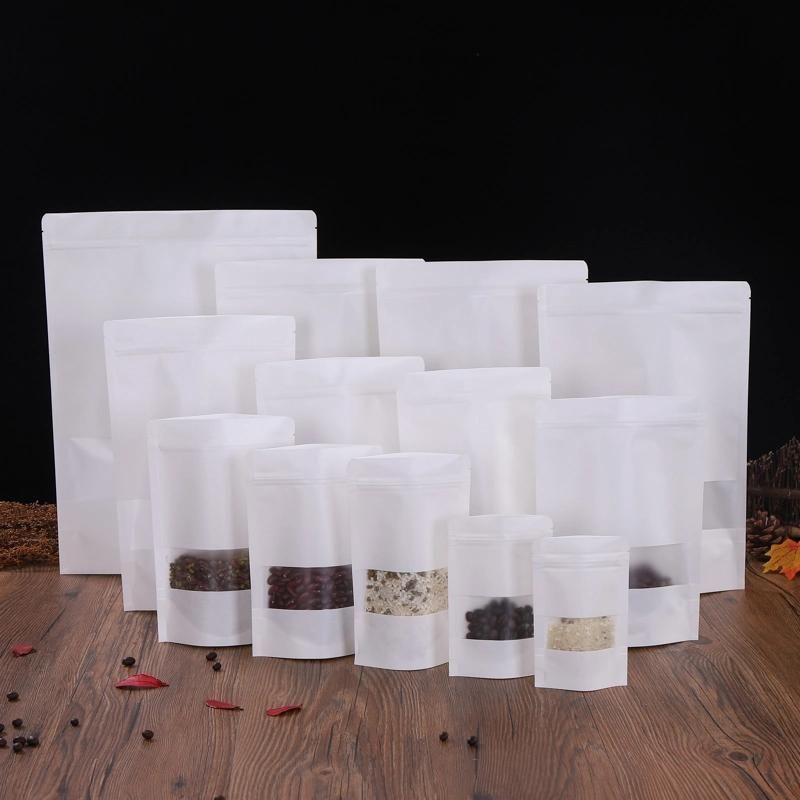 White Kraft Paper Doypack Pouch with Your Printing Food Packaging Bag