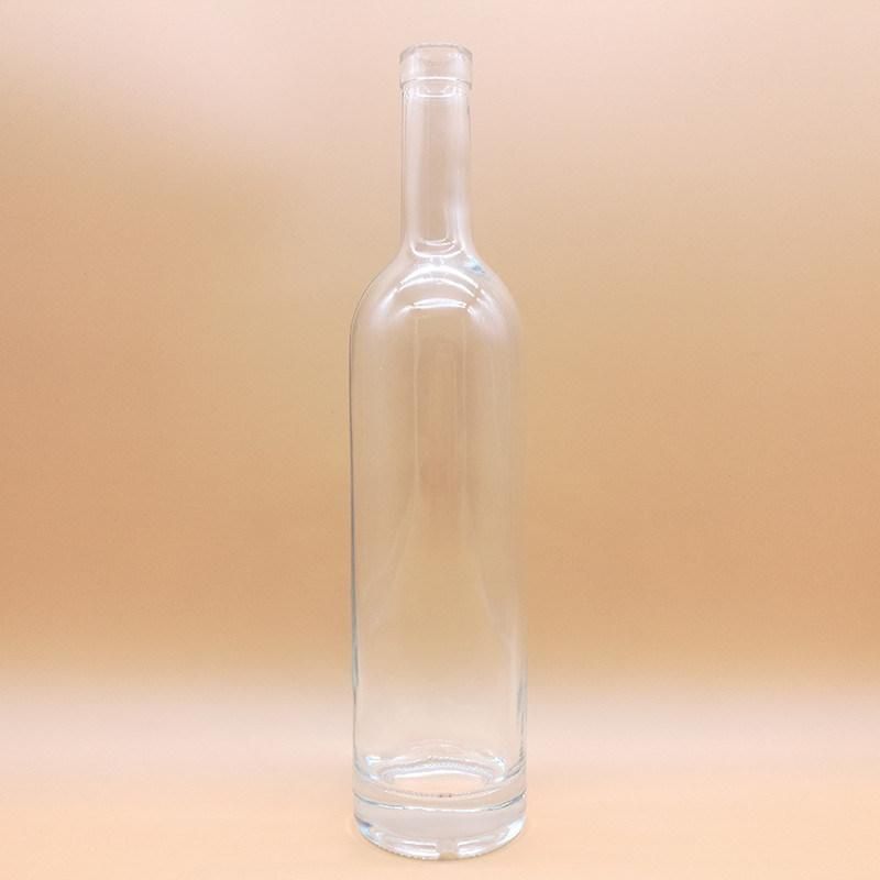 750ml round clear decorative glass wine bottle with cork top