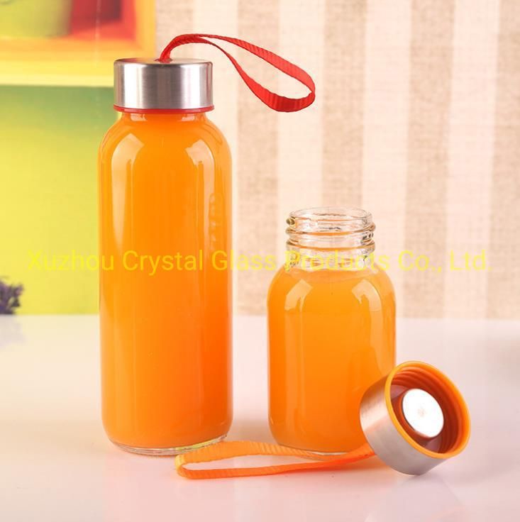 Round Shape Portable Crystal 420ml 500ml Glass Water Bottle