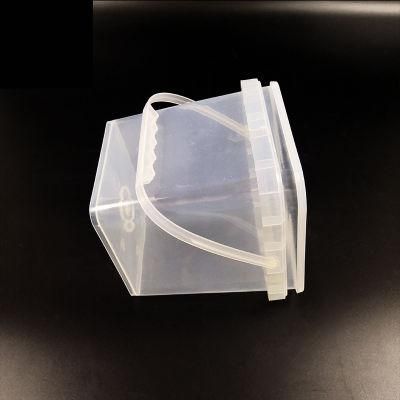 Ice Cream Container Plastic Square Bucket 4 Liters Squared Plastic Clear Tub Food Packaging Transparent Container